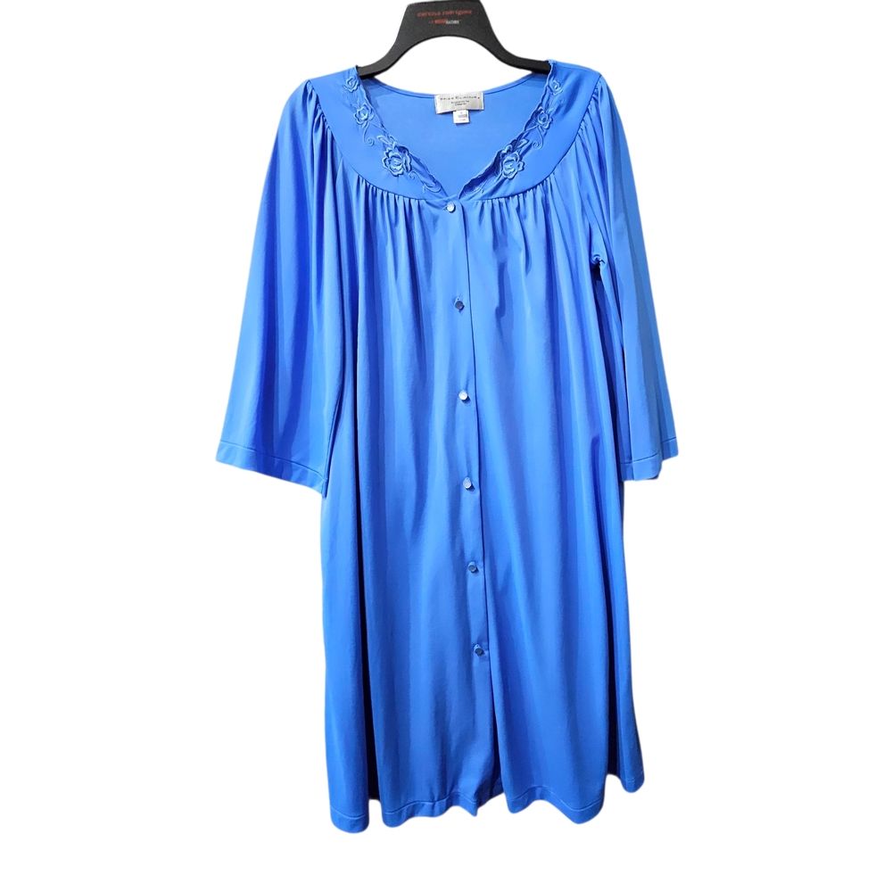 Miss Elaine Vintage Exclusive For Dillard's Blue Embroidered 100%  Nylon Robe S